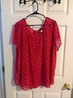 torrid Hot Pink Sheer Butterfly Print Blouse